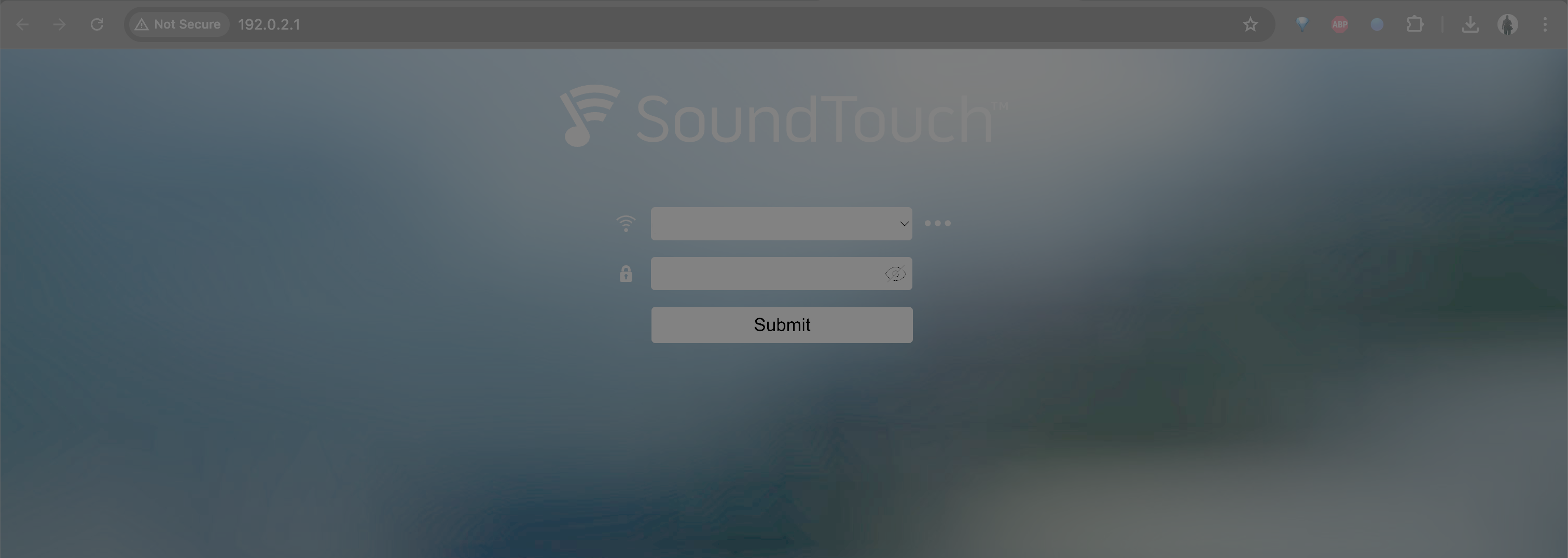 Speaker AP mode Wi-Fi setup page at 192.0.2.1